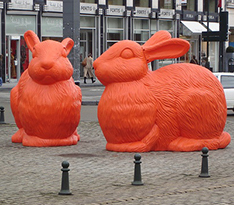 Large life size plush rabbit statue